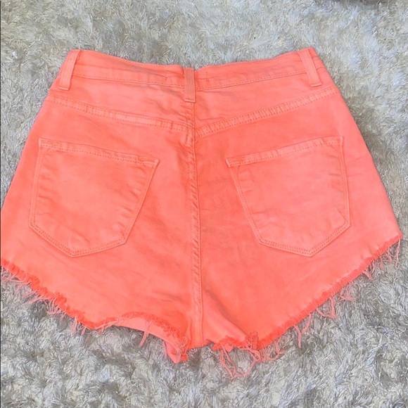 NEON PINK HIGH WAISTED JEAN SHORTS!!!!!!!!!!!! - Picture 2 of 2